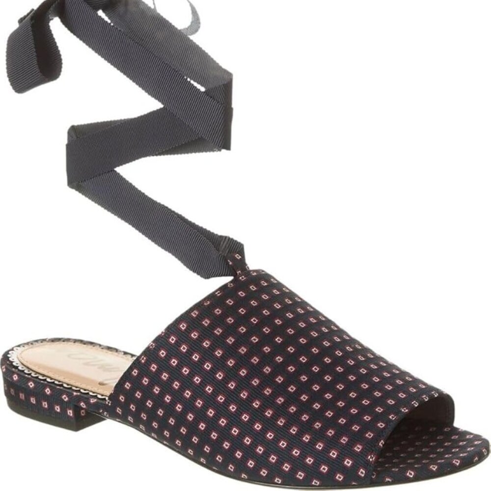 Sam Edelman Theodora Geo Print Blue with Red Ankle Wrap Sandals sz 6.5 NWT